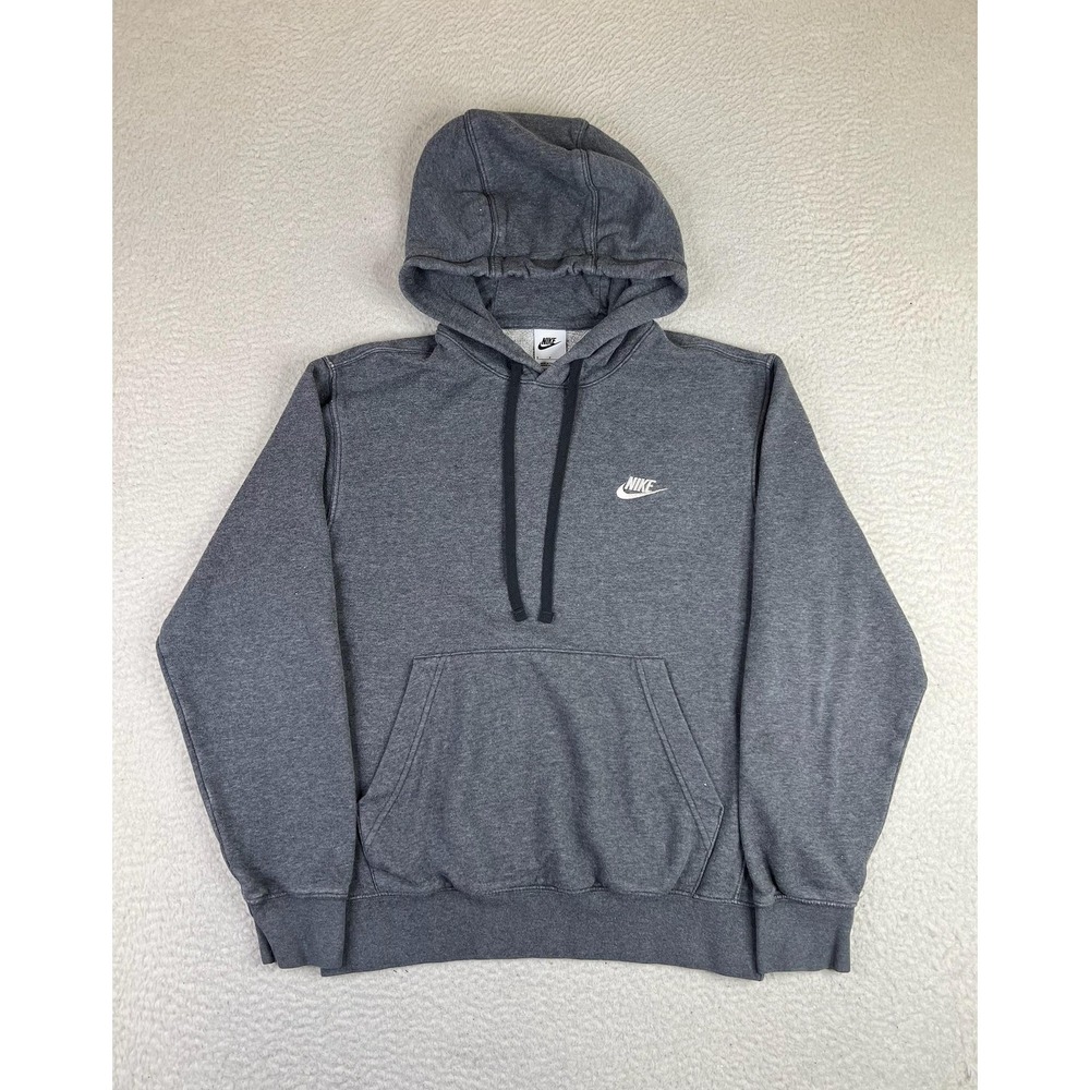 Nike Hoodie Mens Small Gray Club Fleece Pullover Swoosh Sweatshirt BV2654-071
